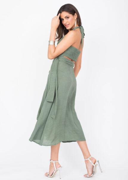 Halter Wrap Dress Verona Green