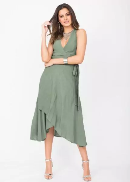 Halter Wrap Dress Verona Green