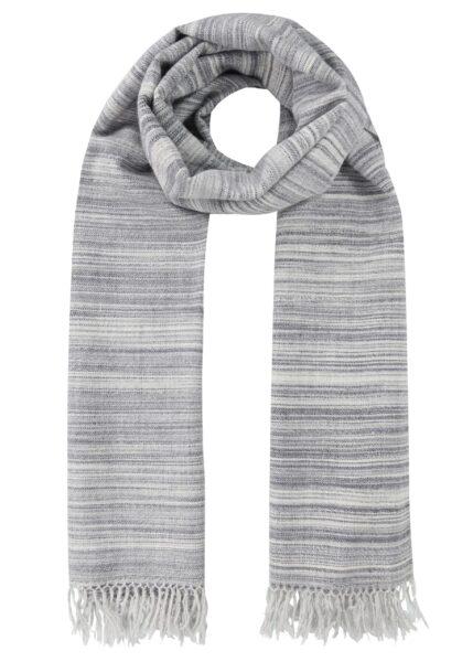 Merino Wool Handspun Stripey Oversize Scarf Grey 75 X 200cm