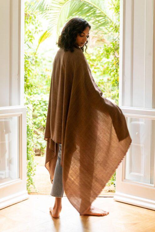 Handwoven Pashmina & Blanket Scarf in Camel Twill Mix Weave 100 X 200cm