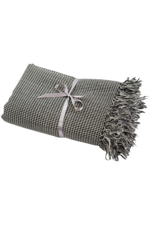 Houndstooth Handwoven 100% Merino Wool Throw and Oversize Blanket Scarf Black & White