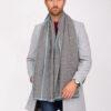 Houndstooth Merino Handwoven Men's Oversize Scarf 60 X 190cm with Crystal Blue