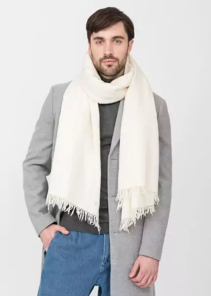 Kasa Merino Handwoven Oversize Scarf 100 X 200cm Cream