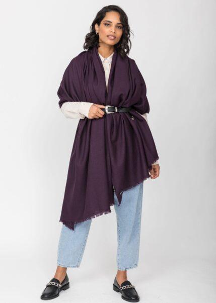 Kasa Merino Handwoven Pashmina & Blanket Scarf 100 X 200cm Purple