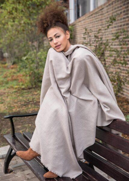 Kasa Merino Handwoven Pashmina & Blanket Scarf 100 X 200cm Mushroom