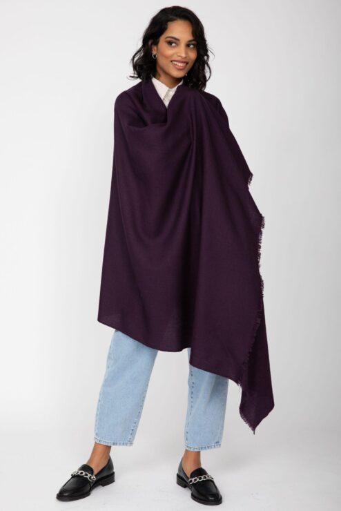Kasa Merino Handwoven Pashmina & Blanket Scarf 100 X 200cm Purple