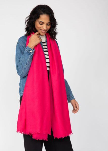 Kasa Merino Wool Pashmina & Oversize Scarf 100 X 200cm Pink