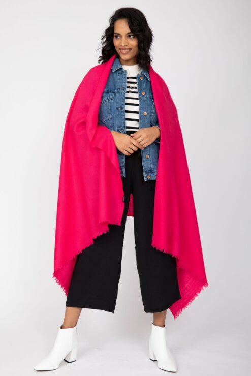 Kasa Merino Wool Pashmina & Oversize Scarf 100 X 200cm Pink