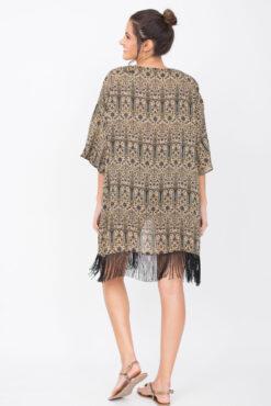 Kimono Cover Up With Tassels Paisely Print