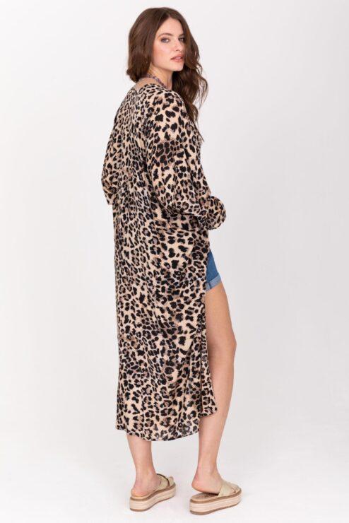 Long Kimono in Leopard Print