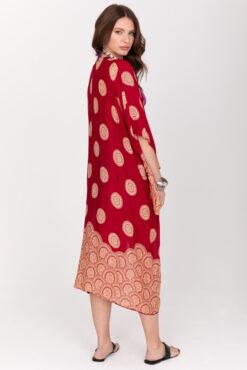 Long Kimono in Mandala Print Red