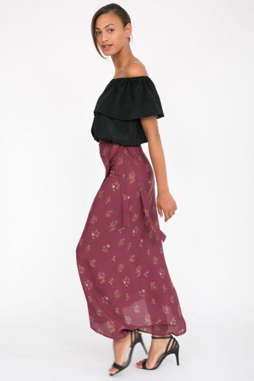 Maxi Floral Print Wrap Skirt