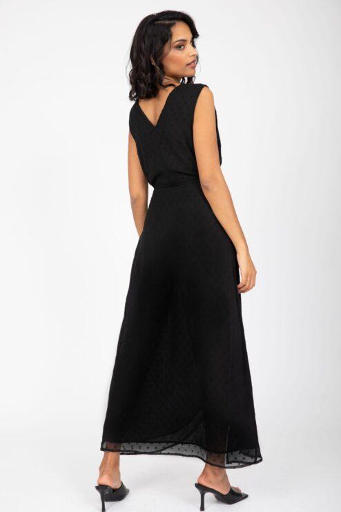 Maxi Wrap Dress with Side Split in Black