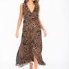 Maxi Wrap Dress With Side Split Tiger Print