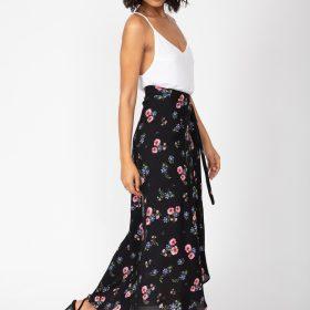 Maxi Wrap Skirt Blue Floral Print Likemary