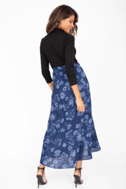 Maxi Wrap Skirt Blue Floral Print