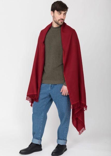 Shoreditch Merino Wool Shawl & Oversize Scarf Red 100 x 200cm