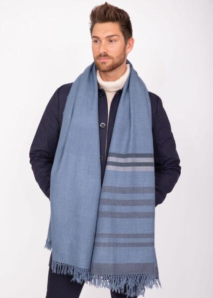 Twill Handwoven Merino Shawl and Oversize Scarf with Stripes 100 X ...