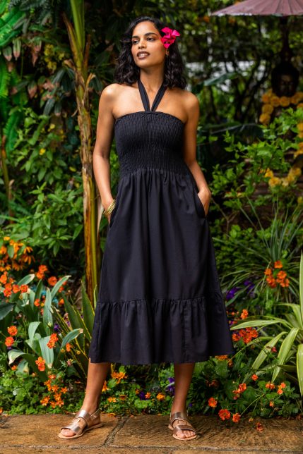 Midi Dress & Maxi Skirt Convertible 2 in 1 in Black