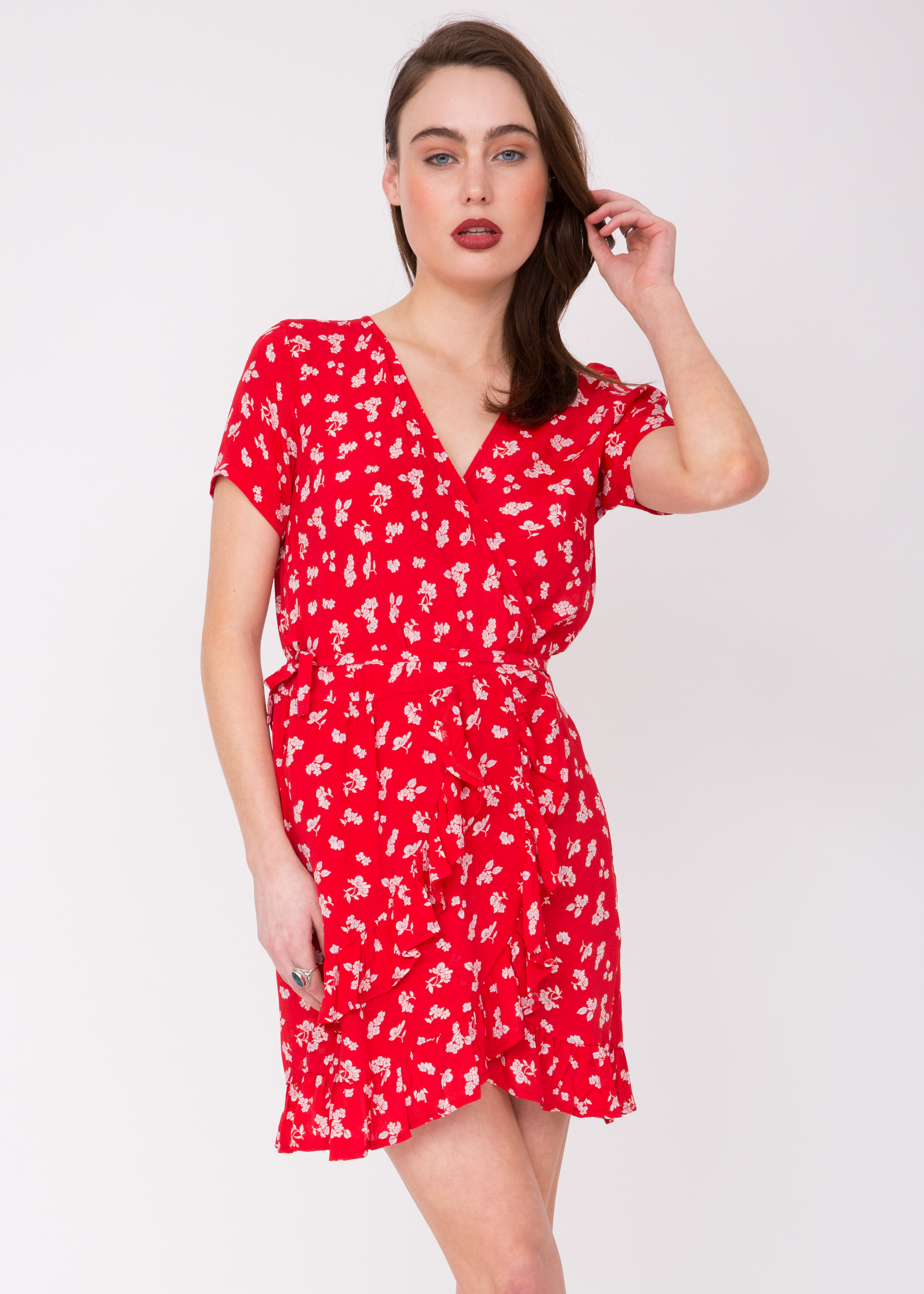 Red Ruffle Wrap Dress Outlet Shop, UP ...