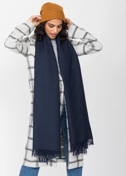 Kasa Merino Wool Pashmina & Oversize Scarf 100 X 200cm Navy