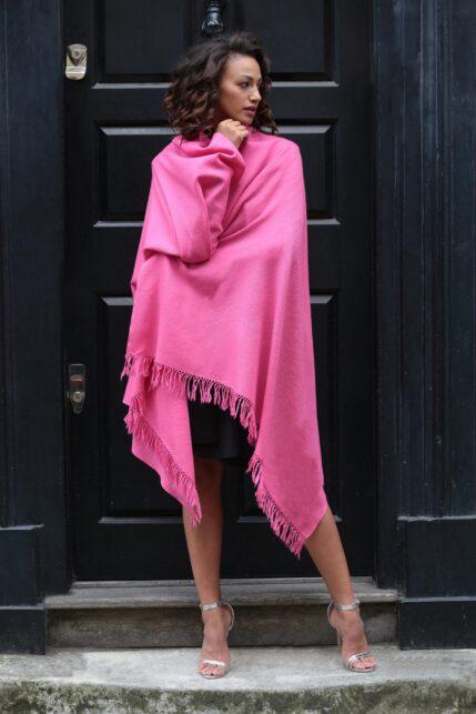 Kasa Merino Handwoven Pashmina & Blanket Scarf 100 X 200cm Hot Pink