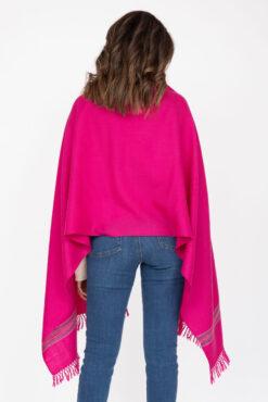 Oversize Blanket Scarf in Merino Wool Mansi Fuchsia Pink 75 X 200cm