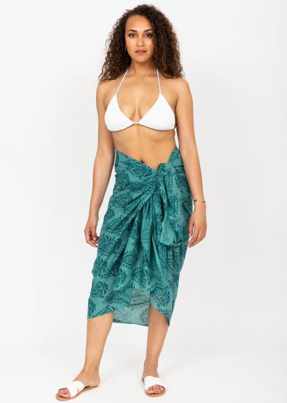 Paisley Block Print Teal Cotton Sarong – likemary