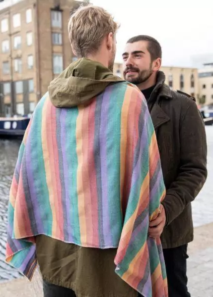 Rainbow Handwoven Merino Tassel Scarf Mens