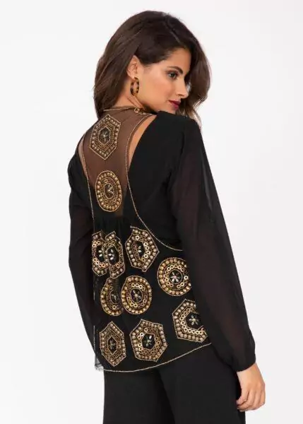 Sequin And Bead Embellished Bolero In Gold