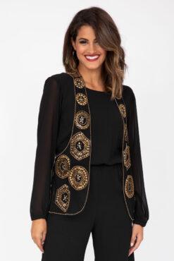 Sequin And Bead Embellished Bolero In Gold
