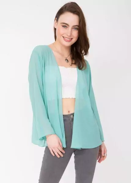 Sheer Georgette Coverup Cardigan Mint