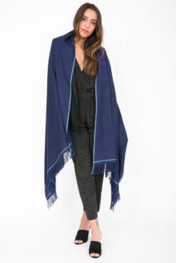 Shoreditch Merino Wool Shawl & Oversize Scarf Atlantic Blue 100 x 200cm