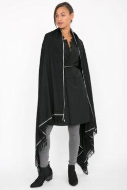 Shoreditch Merino Wool Shawl & Oversize Scarf Black 200 X 100cm