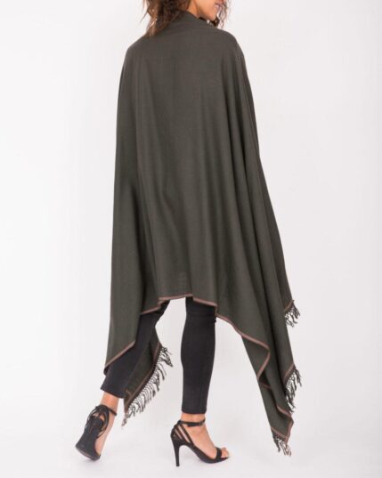 likemary Shoreditch merino wool shawl in khaki, oversized, designed for warmth and versatile layering