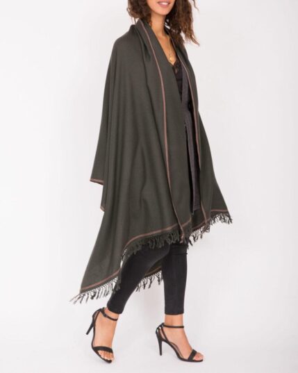 Luxurious likemary khaki merino wool scarf, multi-use oversized shawl perfect for layering and travel