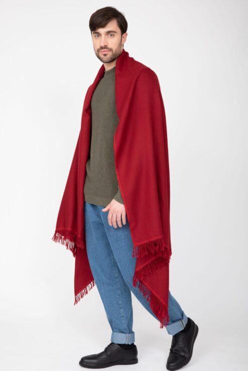 Shoreditch Merino Wool Shawl & Oversize Scarf Red 100 x 200cm