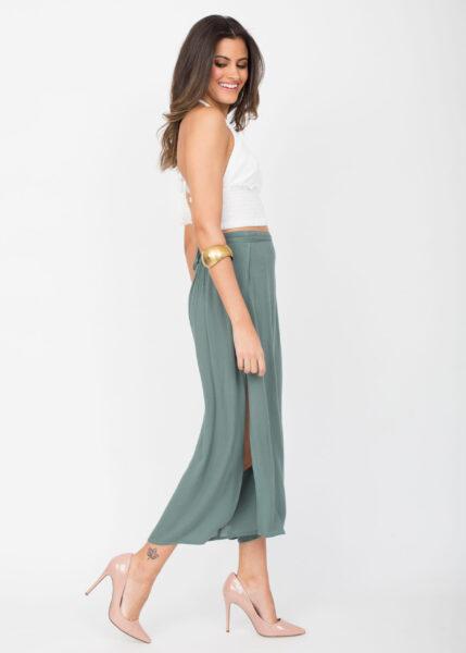 Side Split Holiday Trousers Wide Leg Verona Green