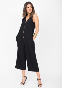 Sleeveless Jumpsuit Cropped Relaxed Romper Black