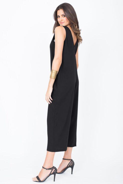 Sleeveless Jumpsuit Cropped Relaxed Romper Black