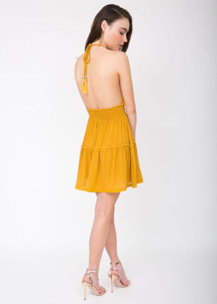 Summer Days Halter Mini Dress Mustard