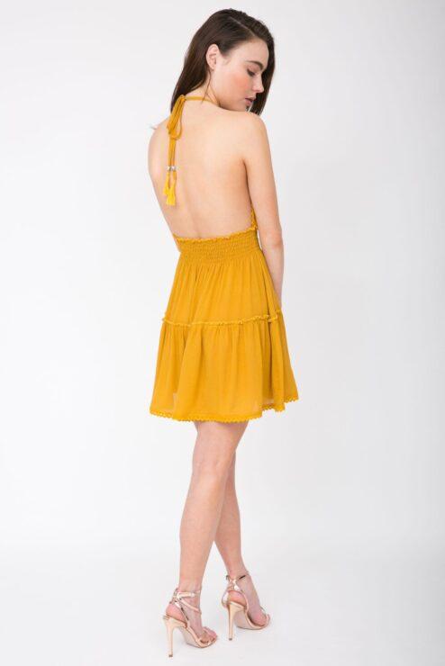 Summer Days Halter Mini Dress Mustard