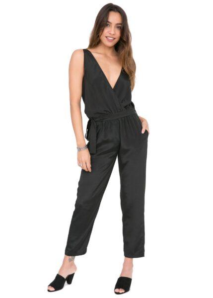 Take Me Out Open Back Jumpsuit Black