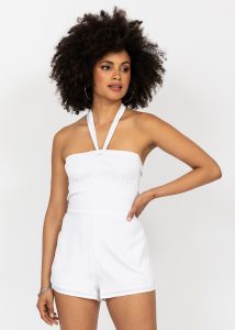 Tie Back Playsuit in White