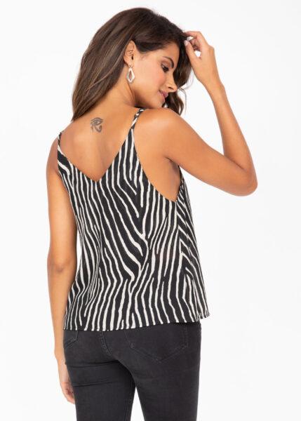 V-Neck Sheer Georgette Camisole Zebra Stripes Print