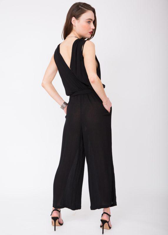 Wrap Front Soft Crinkle Jumpsuit Black – likemary